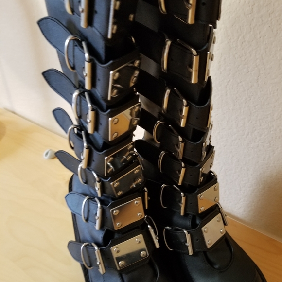 Demonia Swing-815 Black Vegan Leather  Knee Boot Size 7 - Picture 4 of 14